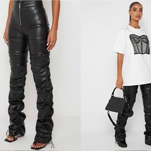 Manière De Voir Tacked Leather Flared Trousers